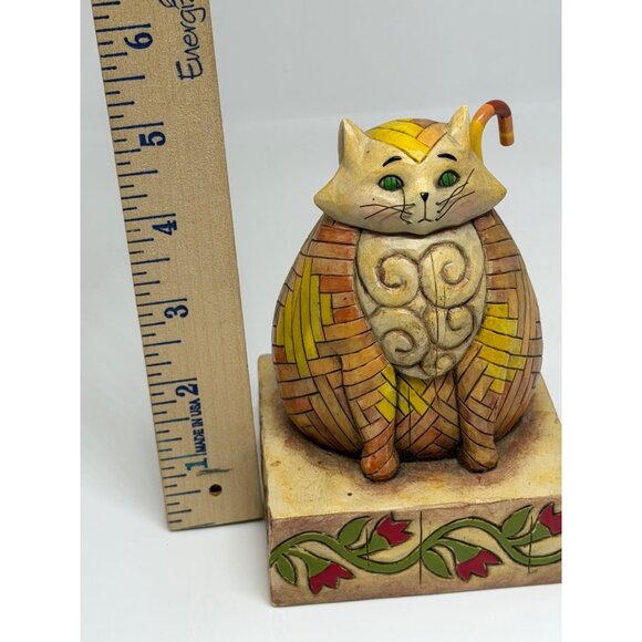 VTG 2003 Jim Shore Heartwood Creek Elijah 5" Yellow Patterned Tabby Cat Figurine - Picture 6 of 6